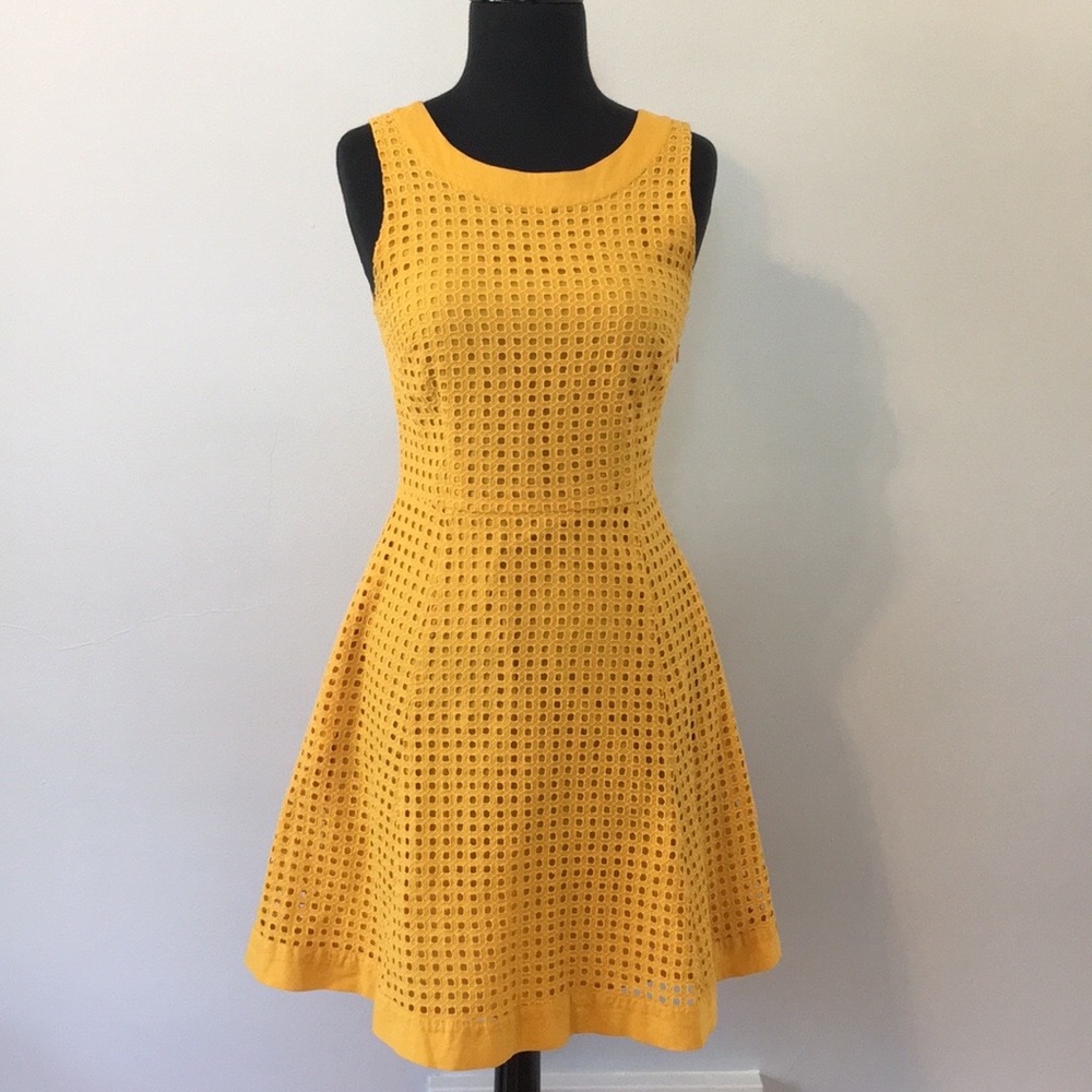 Tommy Hilfiger Mango Yellow Eyelet Fit & Flare Dress, 0